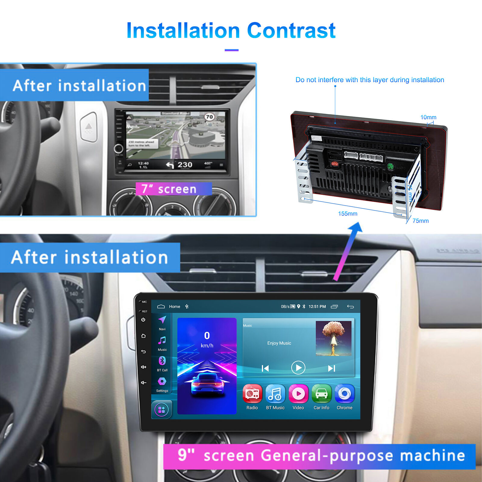 podofo 10.1 Inch Car Radio 2 Din for Suzuki Swift 2003-2010 Wireless