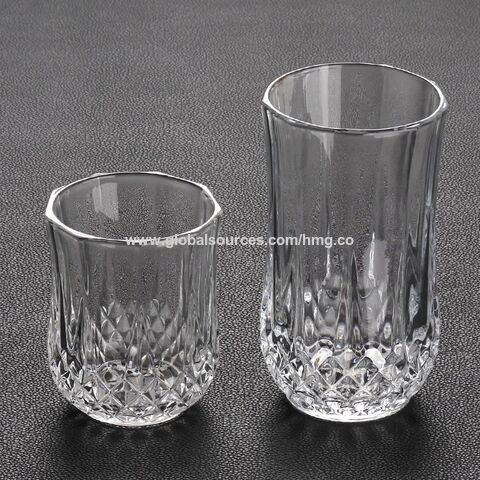 Small square embossing series glass tumbler highball glass cup in