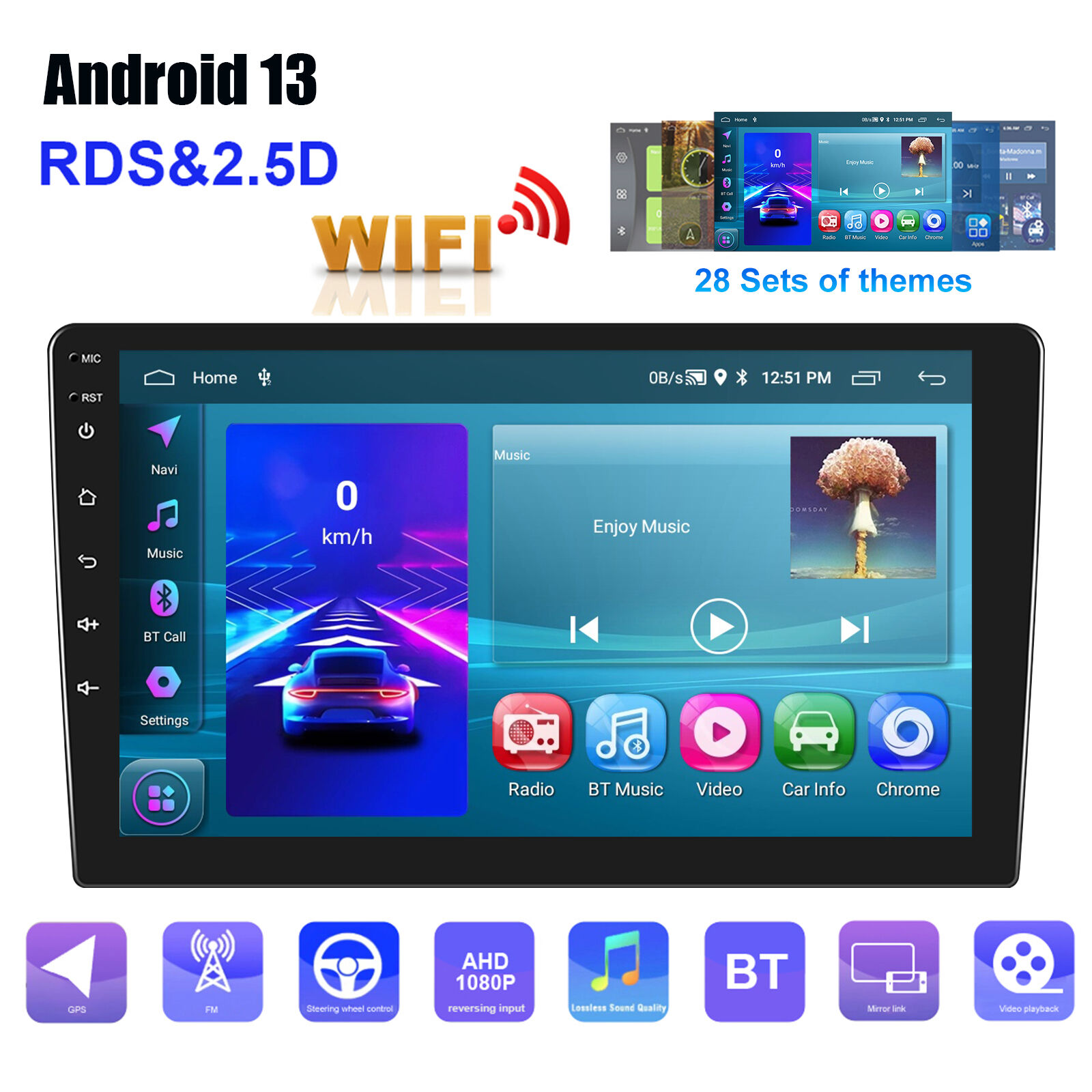 YuanTing 10.1 Inch Android 12.0 Car Stereo – 2 Din, GPS, WiFi, Wireless Apple CarPlay & Android Auto