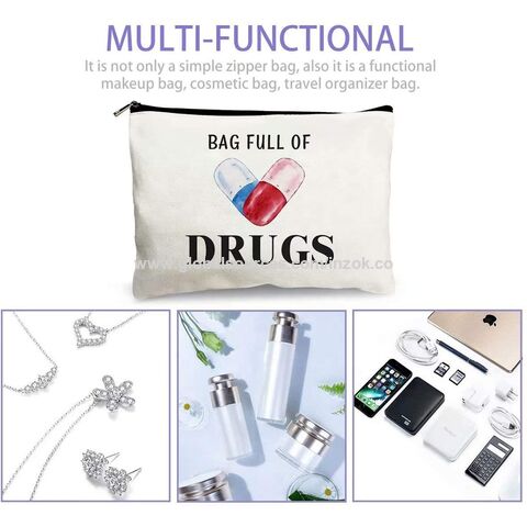 Canvas Makeup Bags Bulk Travel Cosmetic Bags Plain Makeup Pouch  Multi-Purpose