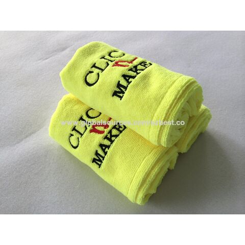Turbante de microfibra OEM, envoltura de secado rápido para baño, spa, maquillaje, 64x25cm, 300gsm, amarillo, absorbente de agua, seco rápido, seguro para el cabello, suave