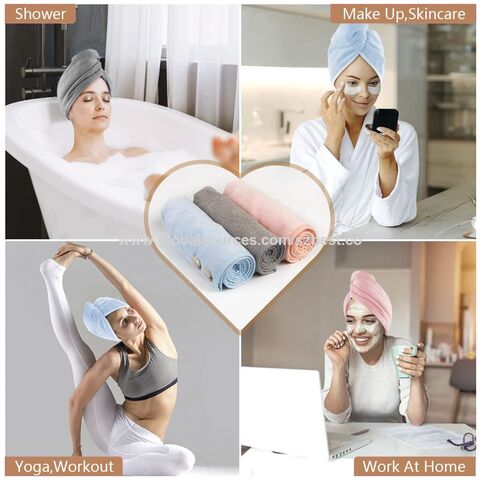 Turbante de microfibra OEM, envoltura de secado rápido para baño, spa, maquillaje, 64x25cm, 300gsm, amarillo, absorbente de agua, seco rápido, seguro para el cabello, suave