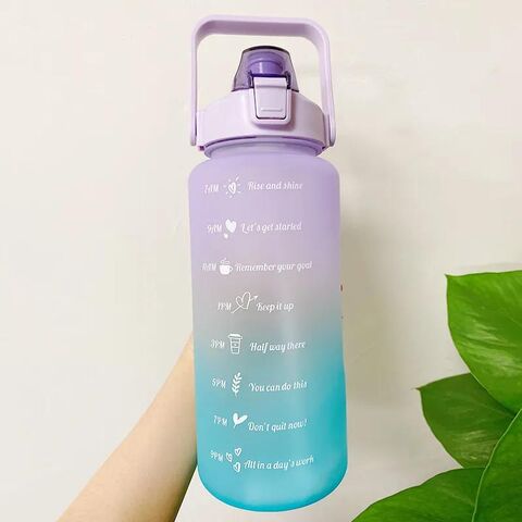 Water Bottles with Wrist Strap, Large Capacity Sports Water Bottle with Cute Sticker , Reusable Plastic Bottle with StrapStraw for Gym & School (