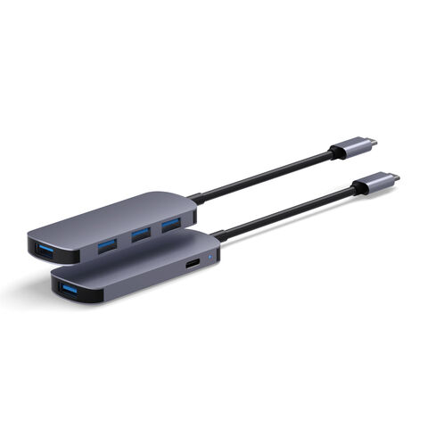 Mini Hub USB C 5 en 1, Hub USB3.2 2 Puertos USB A 3.2 Gen2 + 2 USB C 3.2 10G USB C 5v2a para fuente de alimentación externa