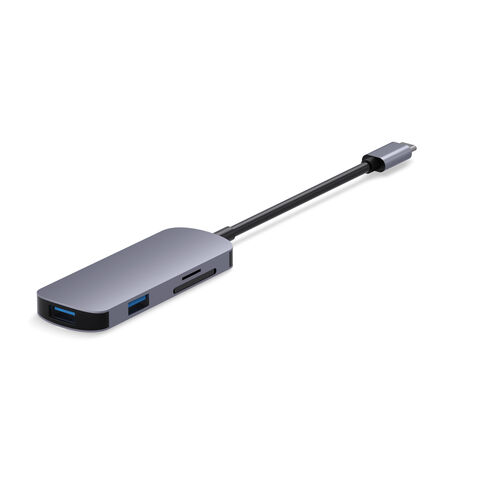 Mini Hub USB C 5 en 1, Hub USB3.2 2 Puertos USB A 3.2 Gen2 + 2 USB C 3.2 10G USB C 5v2a para fuente de alimentación externa