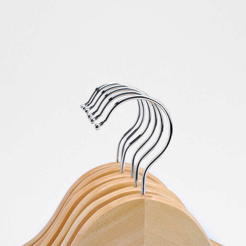 Sloped Wooden Dress Hanger with Notches, Natural Finish with Chrome  Hardware - HangersWholeSale