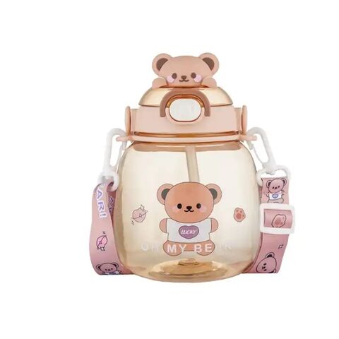 Kawaii Bear Cup 1.3L Tumbler With Straw Cute Water Bottle For Girl Kid  Large Cap