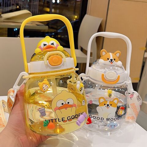 Cute Water Bottle For Girls 1.3L Straw Tumbler Summer Plastic Mug Portable  Kids Kawaii Cup Large Capacity Sports Drinking Kettle