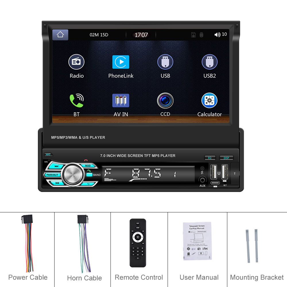 Podofo Car Radio Stereo Bt 5.1 Car Mp5 Player 1din 7