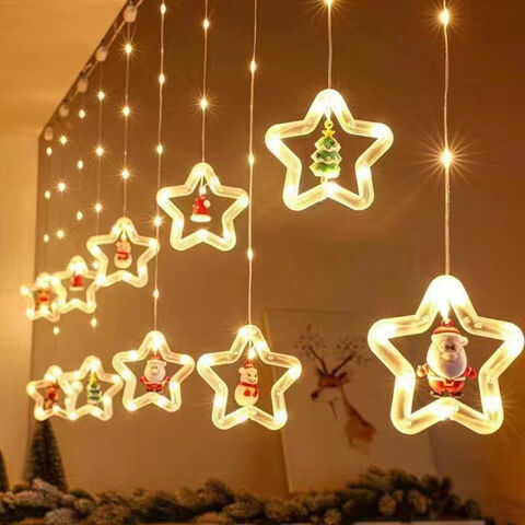 Guirlande lumineuse LED étoile de Noël blanc chaud à piles ventouse fenêtre  guirlande lumineuse pour intérieur décoration de Noël balcon fête mariage  (2 pièces) décoration de fenêtre