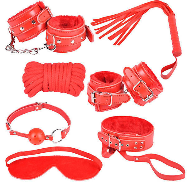 For Couples Bondage Tools Adult Sex Toys Handcuffs and Leg Chains Whip  Blindfolds Bed Male Female Fetish Play Toys Set of 10 Red - AliExpress