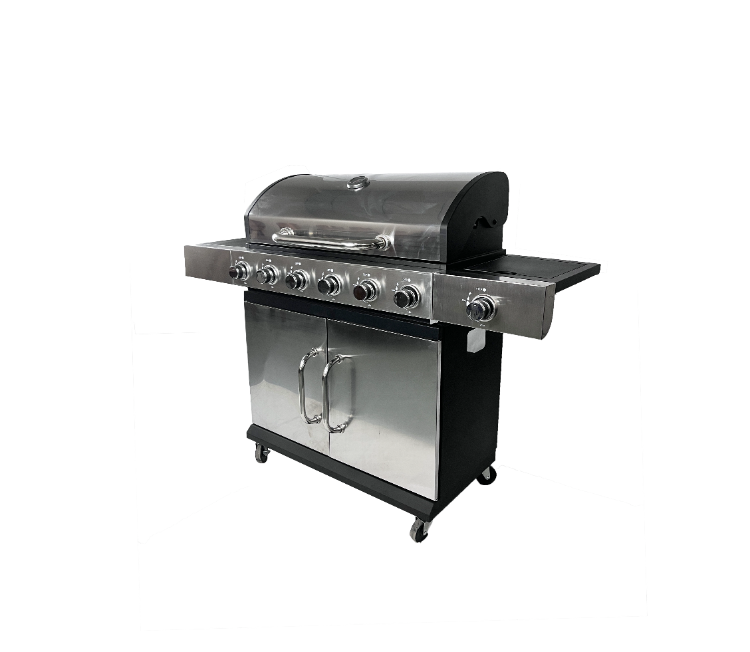 6 Burner+1 Side Burner Gas Bbq Grill With Cabinets Wheels Stainless ...