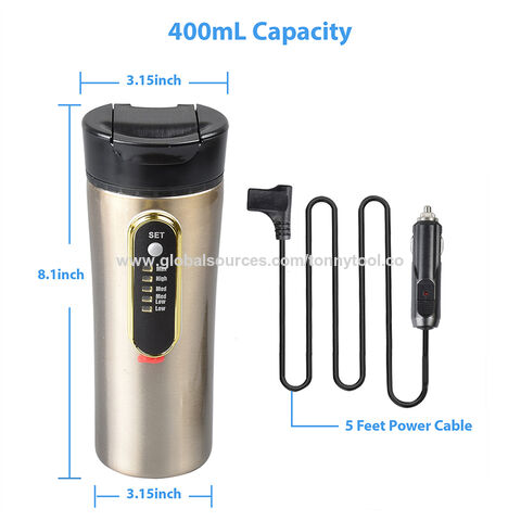  ihreesy 12V Car Electric Kettle,500ML Portable Electric Heated  Travel Mug Stainless Steel Car Water Heater Electric Kettle  CigaretteLighter Plug for Travel Outdoor: Home & Kitchen