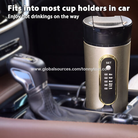 12V In-Car Heating Cup, 450ML Travel Electric Coffee Cup Insulated Heated  Temperature Control Thermos Mug