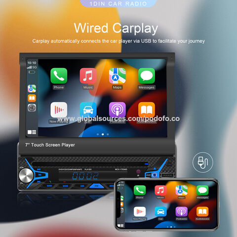 Buy Wholesale China Podofo 1 Din Carplay Car Radio Stereo Car Mp5 Player 7  Car Dvd Player Motorized Retractable Touch Screen Android Auto Bt Fm Rds & 1  Din Carplay Car Radio
