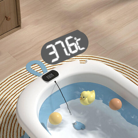 Banheira Dobrável de Plástico para Bebê com Suporte, Almofada e Sensor de Temperatura - Banheira Infantil Dobrável para Crianças