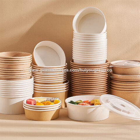 Supplier Wholesale Single PE Coating Salad Kraft Paper Food Bowl with –  Fastfoodpak