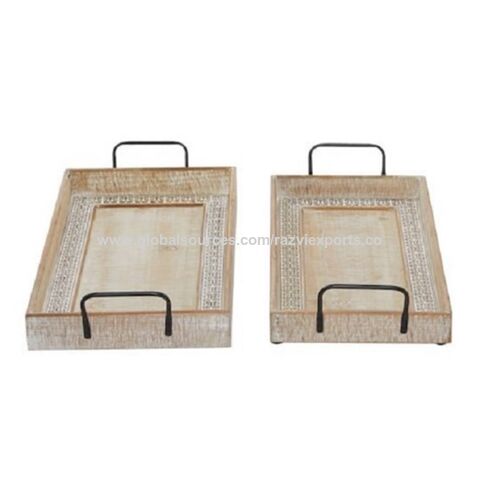 Buy Wholesale India This Wooden Farmhouse Tray With Metal Handles & Serving  Tray, Wooden Tray, Wooden Craft, Tray at USD 14