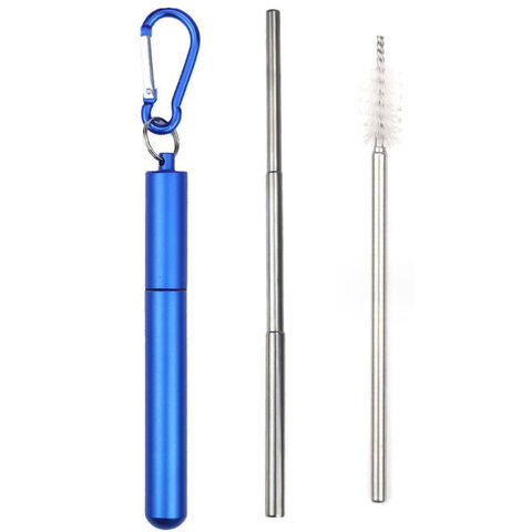 Foldable Collapsible Stainless Steel Straw Portable Reusable Kit with  Cleaning Brush and Box (FDA Approved)