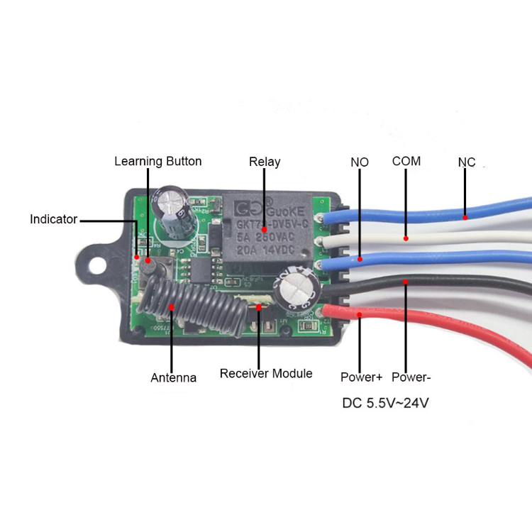 Taidacent Mini 5v 12v 24v 30v Rf 433mhz 1ch Door Led Lamp Remote