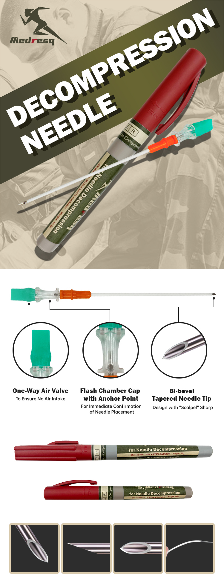 Medresq Medical Needle Pneumothorax Piercing Needles
