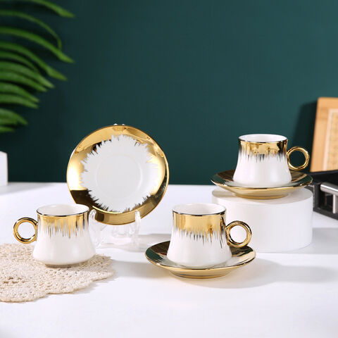 Arabic Ceramic Golden Tea Set with Teapot Milk Pot Sugar Jars Porcelain Tea  Cup Saucer Set Gold Coffee Cups - China Tea Set and Ceramic price