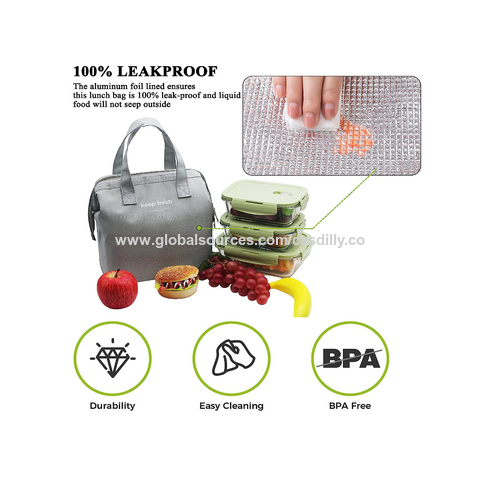Insulated Lunch Bag Oxford Cloth Built-in Aluminum Film Leak-Proof Lunch Box  Container for Adult