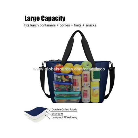 Insulated Lunch Bag,Reusable Cute Tote Lunch Box,Leak Proof Thermal Cooler Sack Food Handbags Case High Capacity for Work, Picnic, Travel (Grey