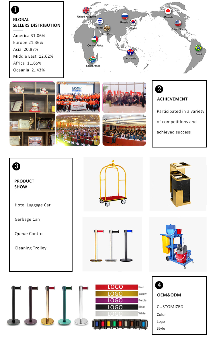 Stainless Steel Hotel Luxury Crown Foldable Bellboy Cart Rack Concierge ...