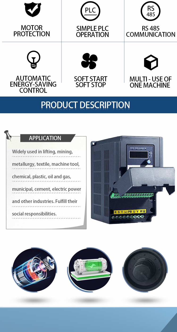 Vfd Control Transformer Ac Drive 220v To 380v Step Up Transformer 0.75kw 1.5kw 2.2kw Rs485 50hz ...
