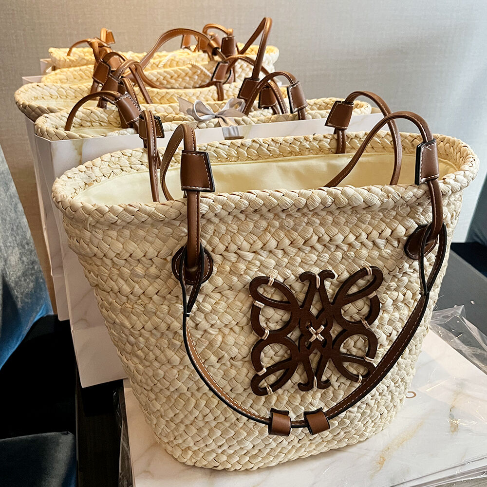 Bolso de mano tejido de paja para mujer, cesta grande de mimbre para playa,  bolso de mano, cesta de almacenamiento para el hogar