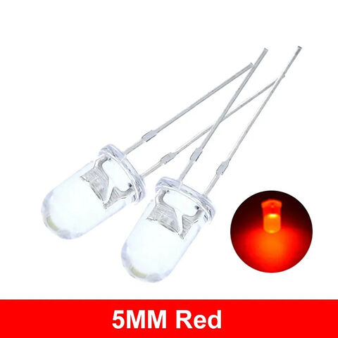 Diodo emisor de luz LED, luz roja redonda de 3MM, 50 unidades