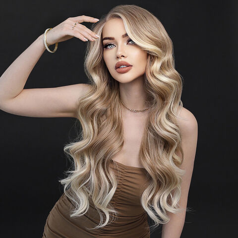 Wholesale Gradient Beige White Side Split Large Wave Women s Long Curly Hair Lace Synthetic Fiber Wig Full Head Cover Hairpiece Periwig Toupee Buy China Wholesale Wig 8.9 Globalsources