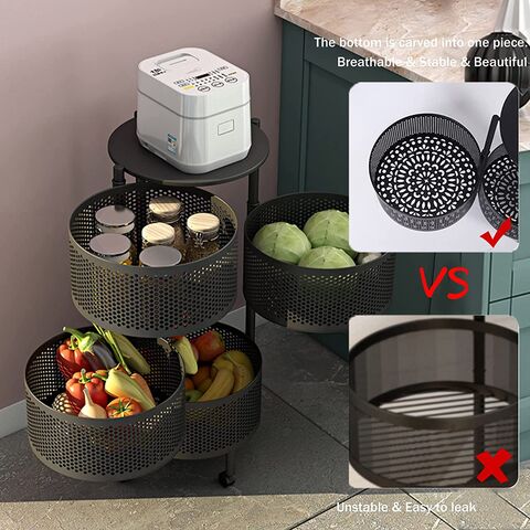 New Multi-Layer Household Kitchen Storage Baskets Plastic Multifunctional  Vegetable And Fruit Racks Can Be Stacked For Storage