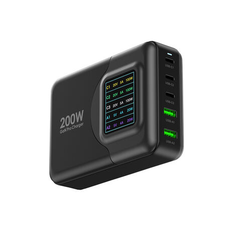 Vina 65W 200Watt 3A Chargeur USB Multiport avec Ports Interchangeables PD QC3.0 PPS - Chargeur Mural UK