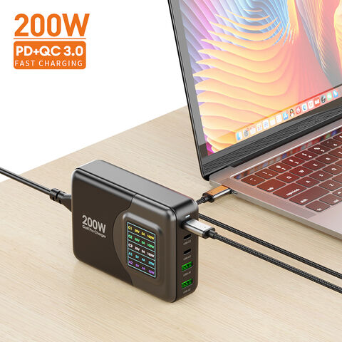 Vina 65W 200Watt 3A Chargeur USB Multiport avec Ports Interchangeables PD QC3.0 PPS - Chargeur Mural UK