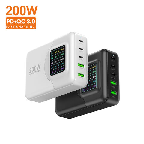 Vina 65W 200Watt 3A Chargeur USB Multiport avec Ports Interchangeables PD QC3.0 PPS - Chargeur Mural UK