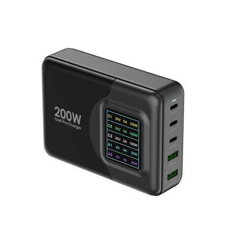 Vina 65W 200Watt 3A Chargeur USB Multiport avec Ports Interchangeables PD QC3.0 PPS - Chargeur Mural UK