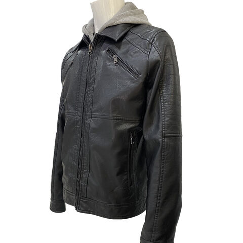 casual vintage zipper placket pu jacket