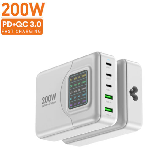 Vina 65W 200Watt 3A Chargeur USB Multiport avec Ports Interchangeables PD QC3.0 PPS - Chargeur Mural UK