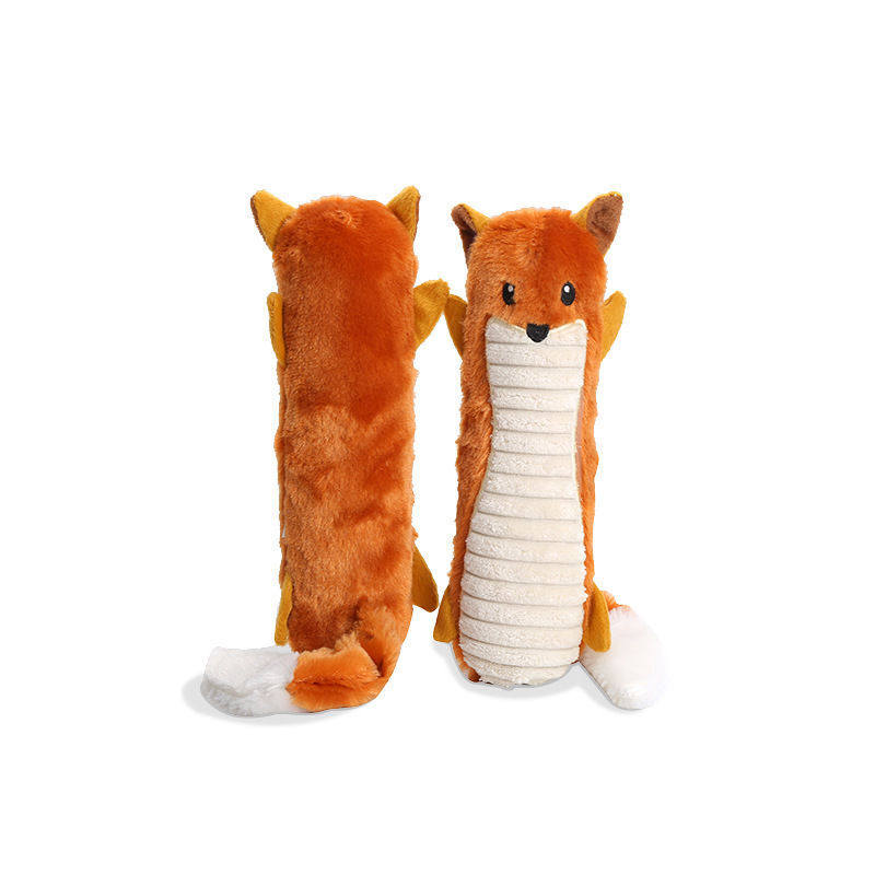 Interactive Dog Toys Squeaky Aggressive Chewers Plush Toys Pet Rope Fox  Shape