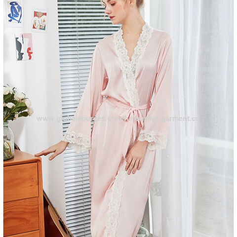 Compre Seda Sólida Sexy Ladies Lencería Pijamas Ropa De Dormir