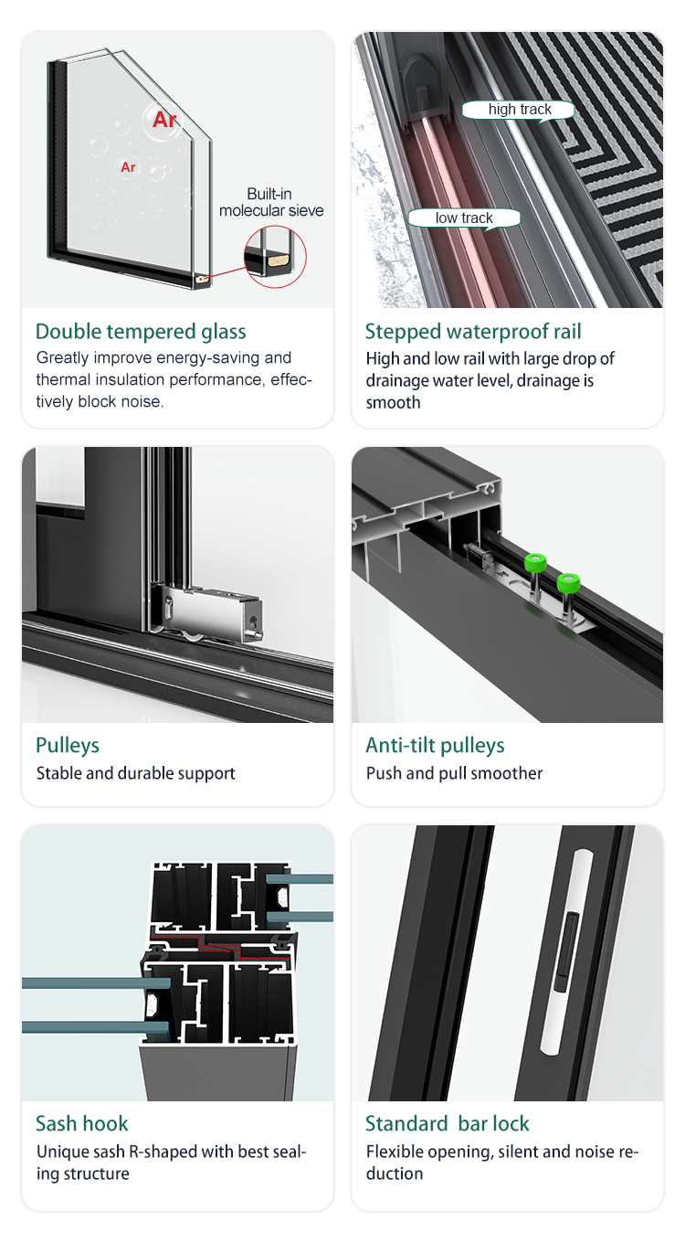 Resistant Hurricane Sliding Glass Windows Residential Waterproof ...