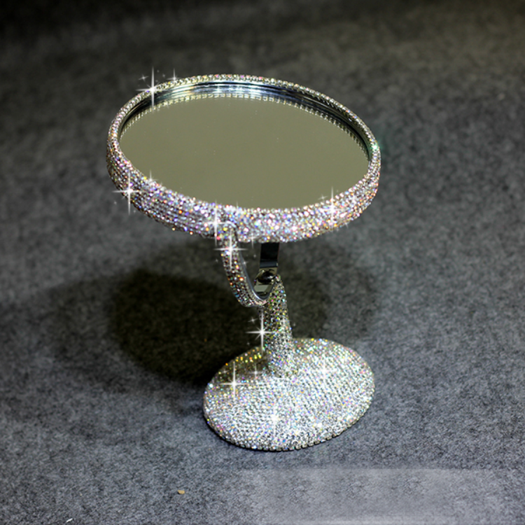 Sparkling High-grade Diamond Makeup Mirror Creative Rhinestone Mirrors  Rotatable Girl Bling Room Table Makeup Decor