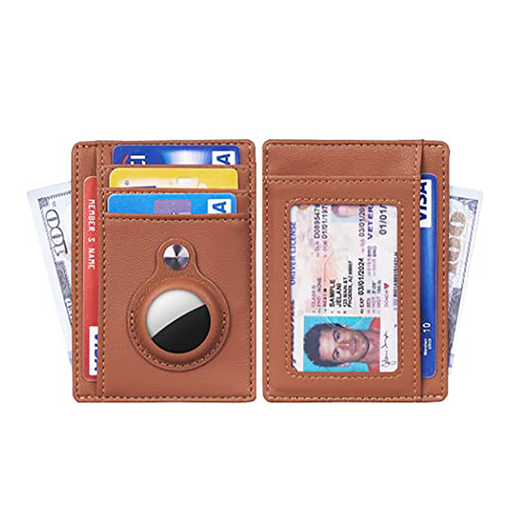 AirTag Minimalist Card Wallet  Genuine Leather Wallet RFID Blocking