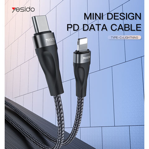 YESIDO 30CM PD Type-C vers Câble de données court USB C pour éclairage 12W