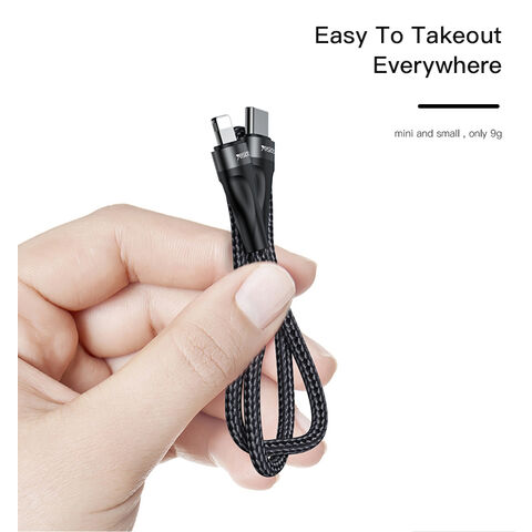 YESIDO 30CM PD Type-C vers Câble de données court USB C pour éclairage 12W
