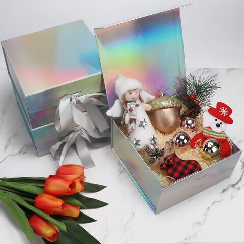 Caja de regalo grande de 13 x 9 x 4 pulgadas, caja de regalo roja con tapa  magnética para regalos que contiene tarjeta, cinta, caja de regalo plegable