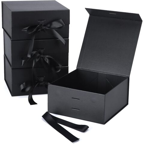 Caja de regalo rígida, blanca, con cierre magnético, 4 x 4 x 2 pulgadas,  cajas cuadradas con acabado blanco brillante