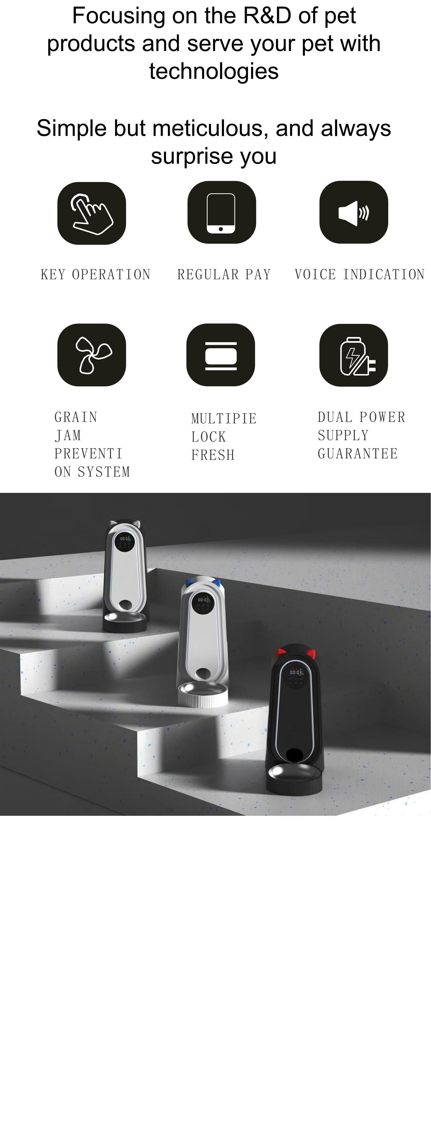 Buy Wholesale China Odm、oem Black Button Pet Feeders & Smart Pet